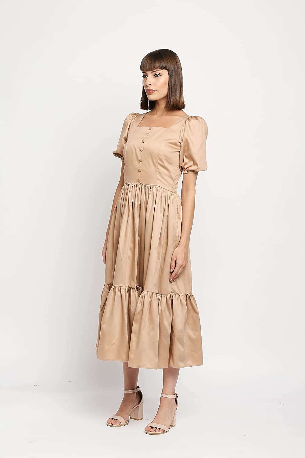 Beige A-line Dress  - Soft Cotton