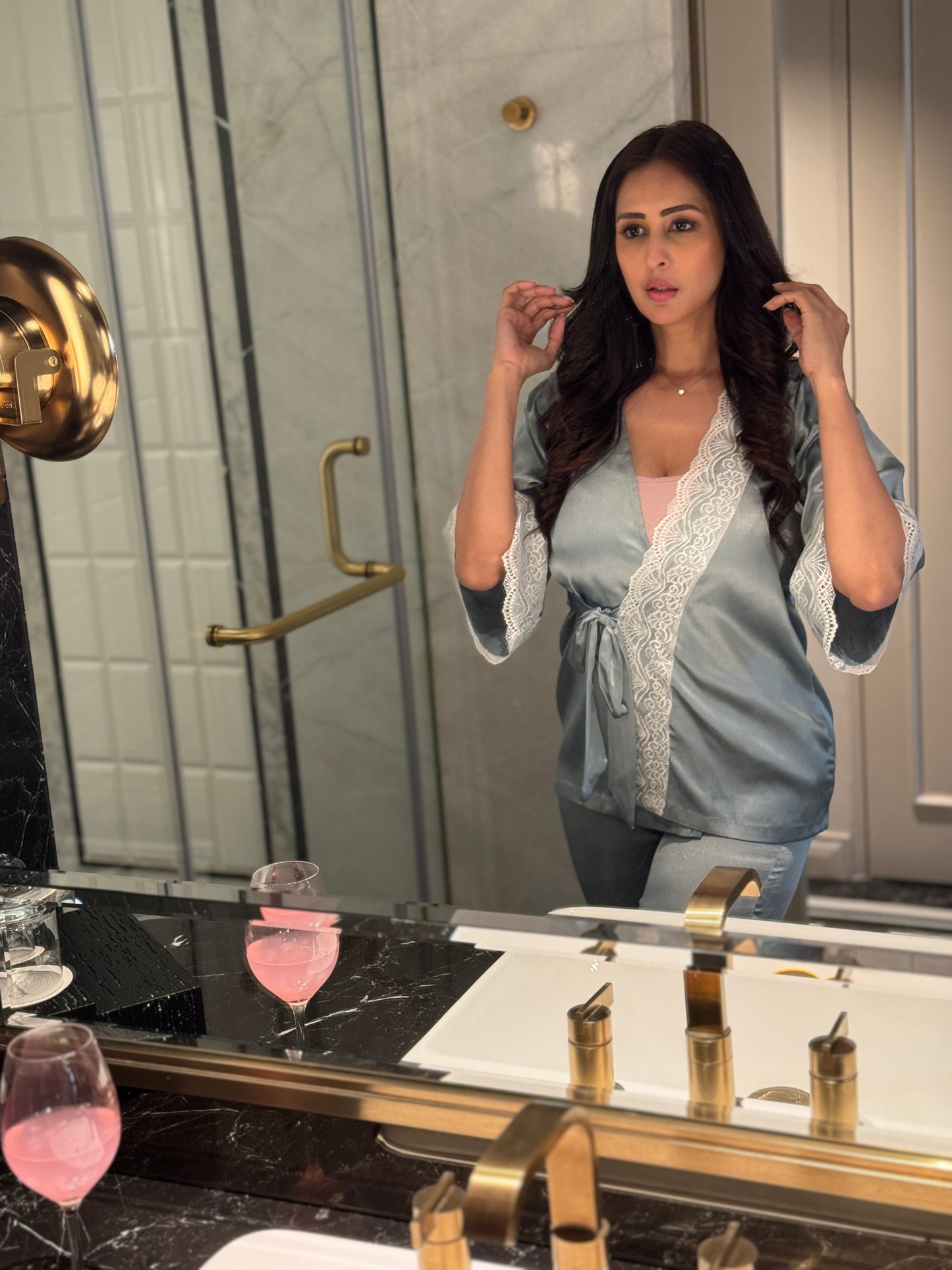 Iceblue Camisole & Palazzo Nightwear Set