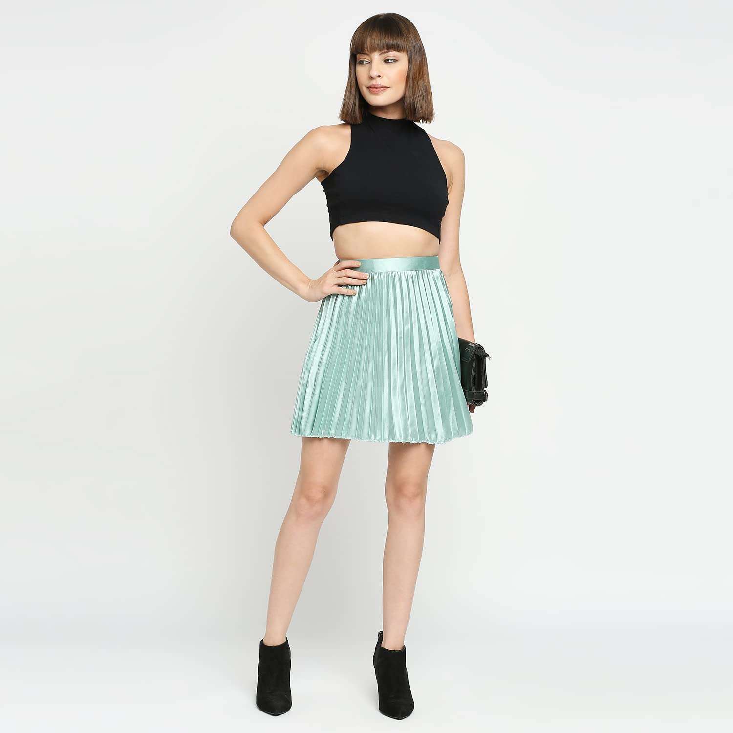 Satin Plated Mini Skirt