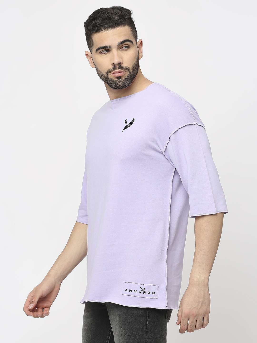 Ammarzo Men's Violet Drop Shoulder T-Shirt