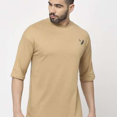 Ammarzo Men's Khaki Drop Shoulder T-Shirt