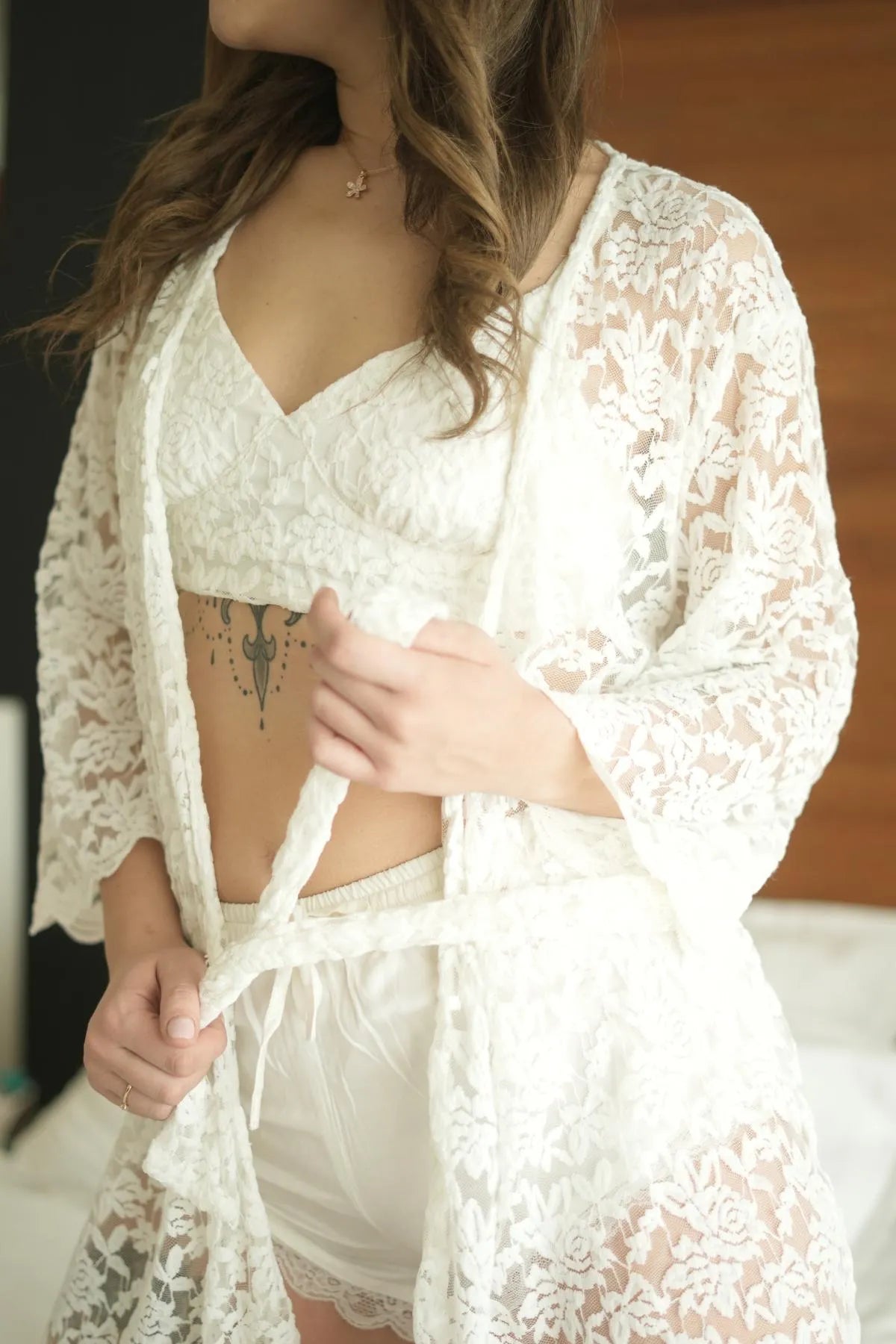Nylon Spandex Robe White
