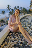 Cotton Seer Sucker Pin Stripe Lounge Set Pearl Blush