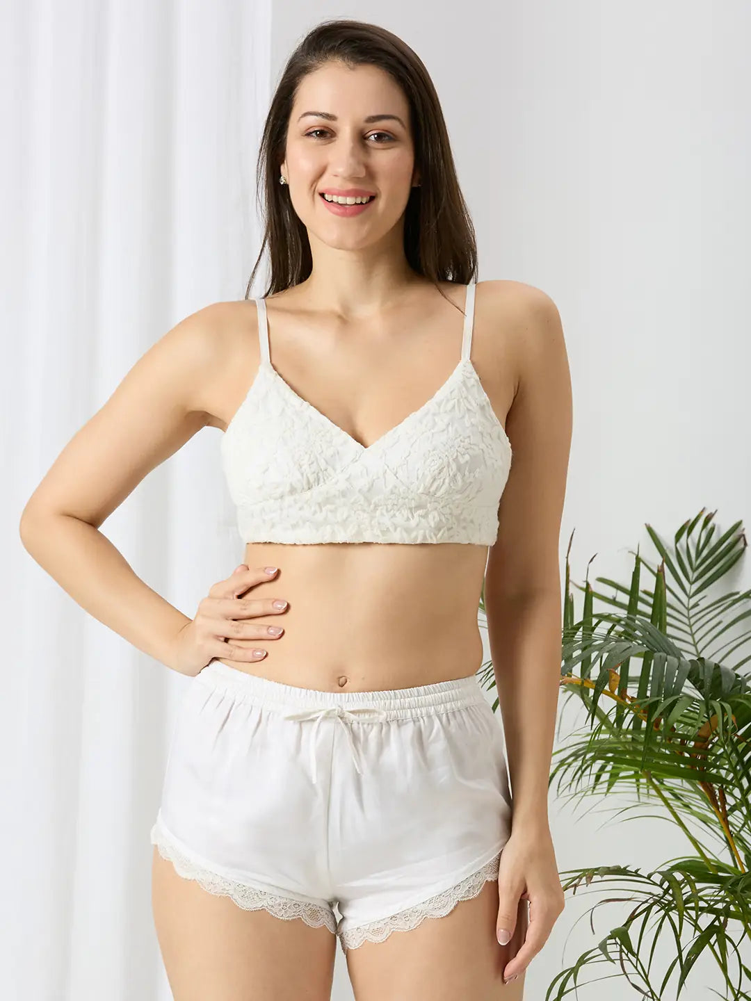 Modal Satin & Lace Bralette Set