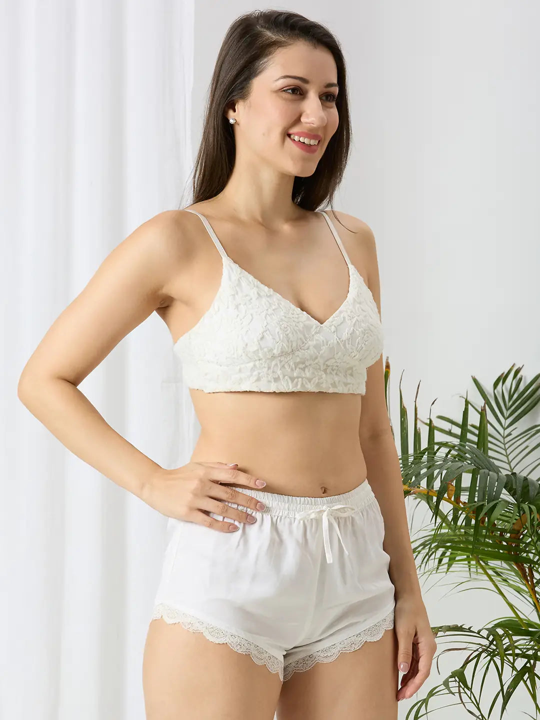 Modal Satin & Lace Bralette Set