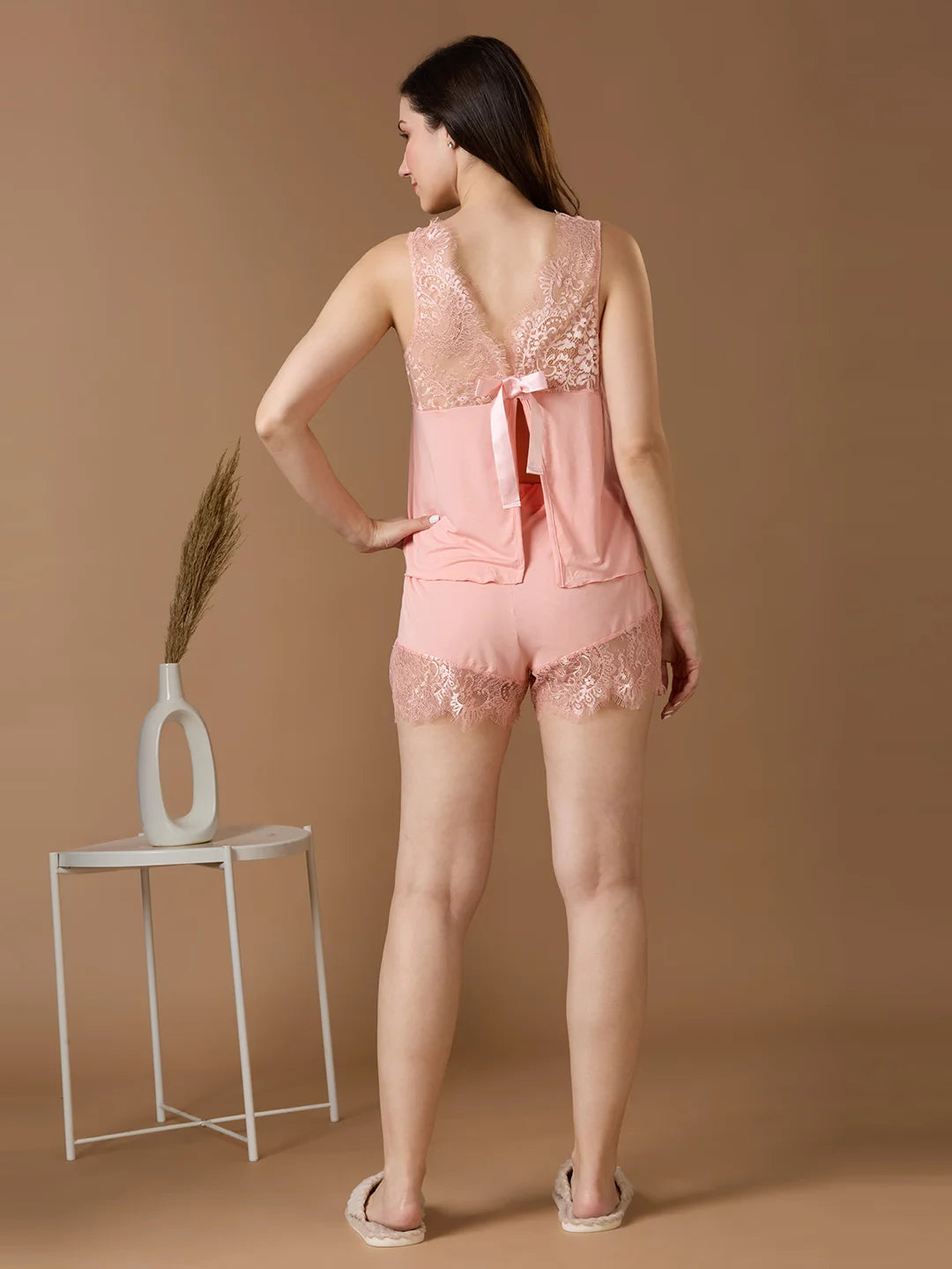 Peach Whispers Luxe Lace Sleep Co-ord