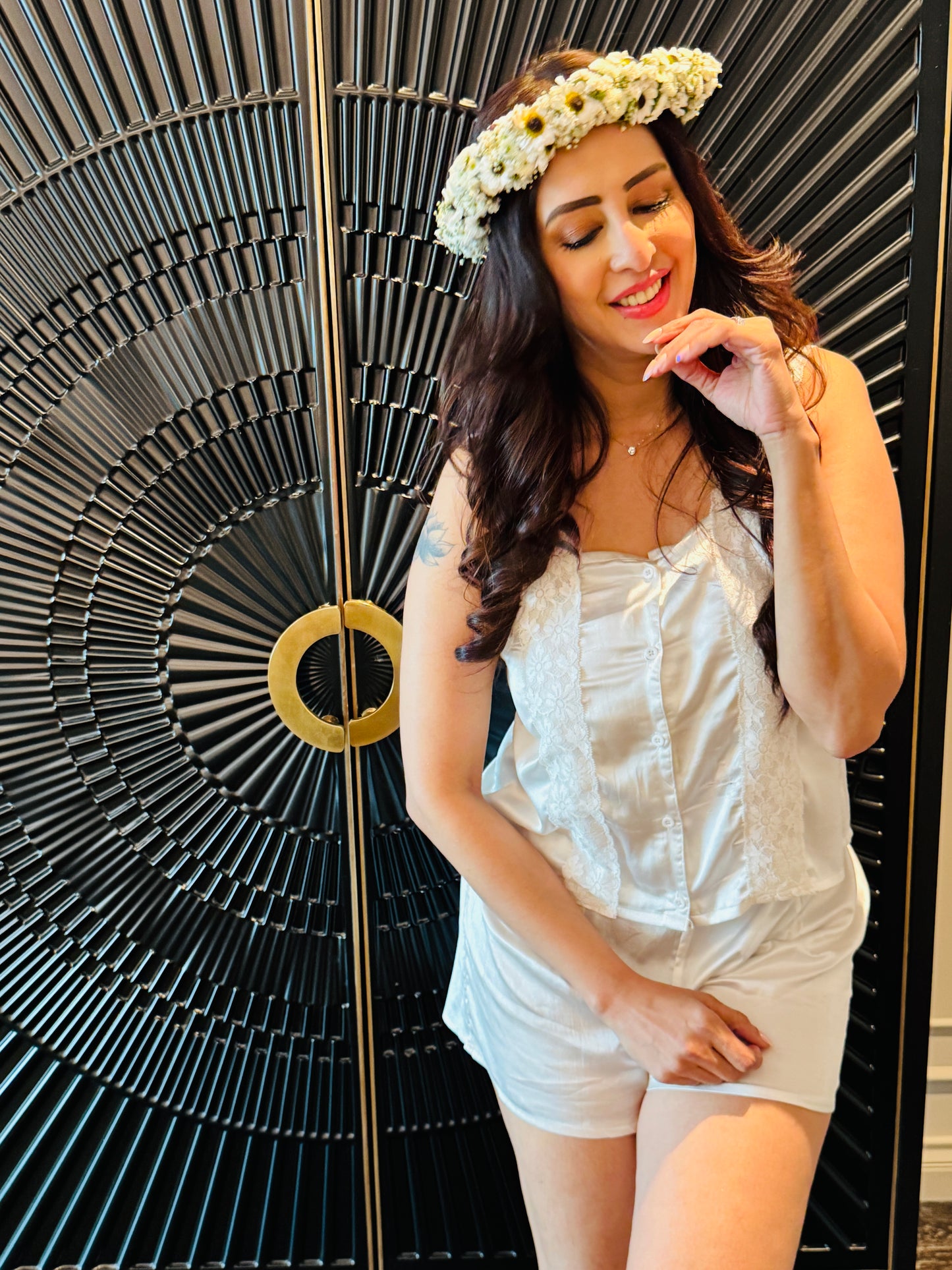 White Delicate Lace Camisole & Shorts Sleep Set