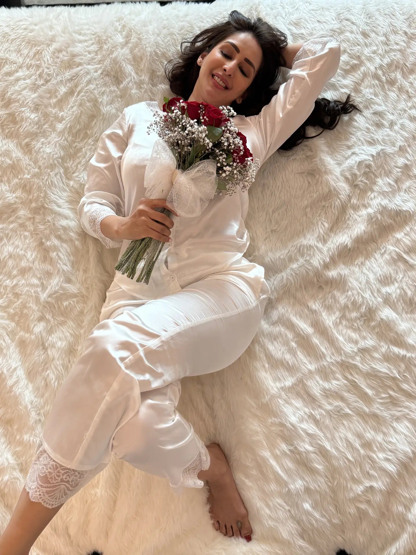 Buy lace satin set online