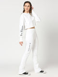 Bright white cropped top and full pants Co-Ords set.
