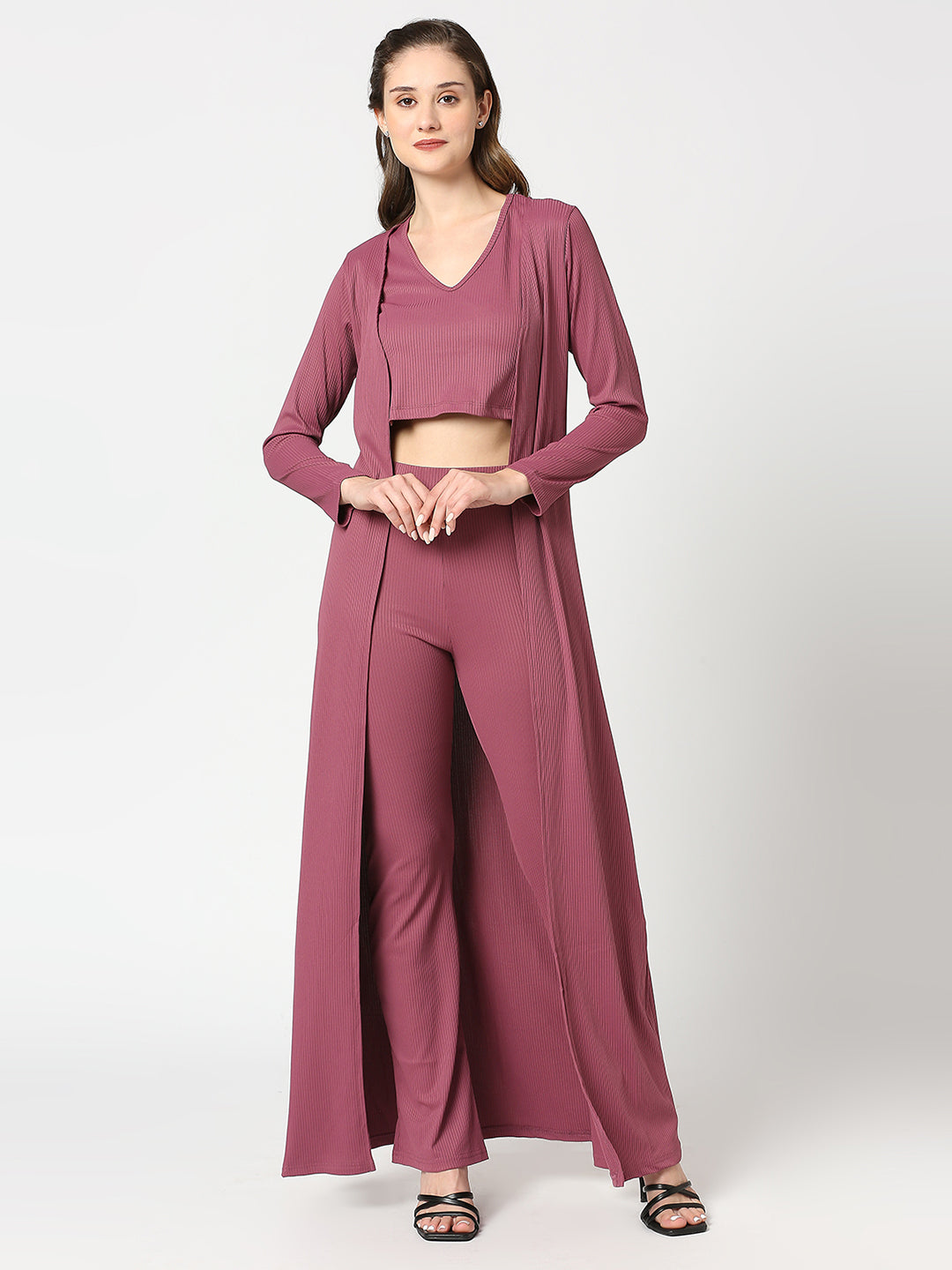 Berry Bliss Ribbed 3-Piece Co-ord Set