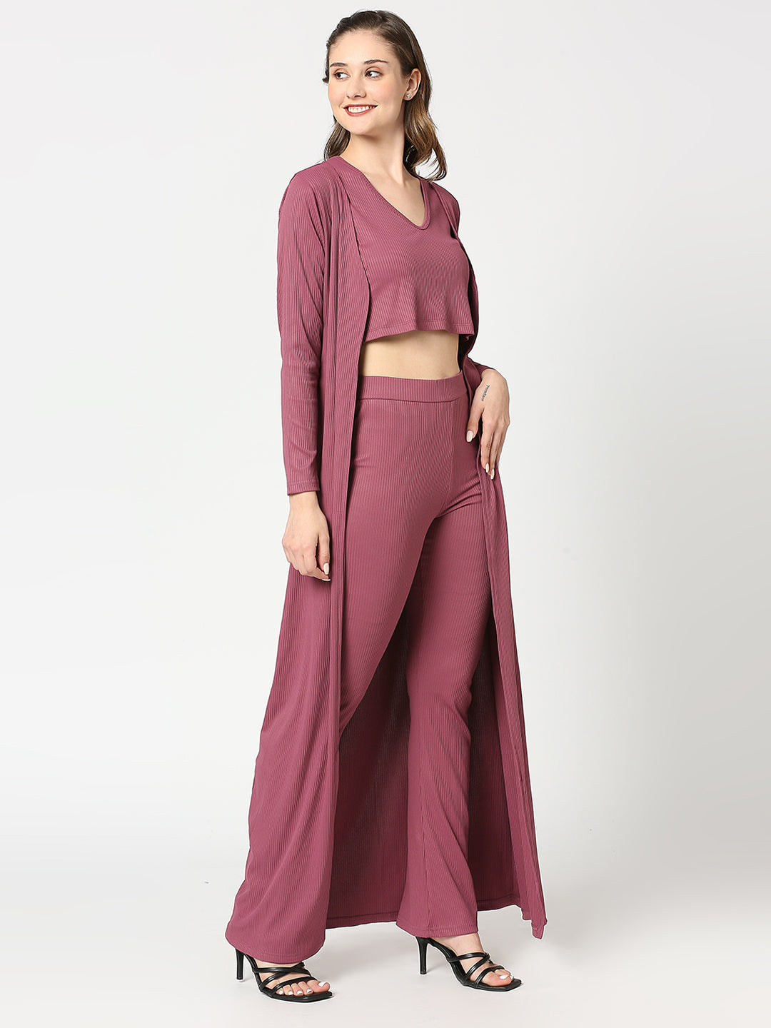 Berry Bliss Ribbed 3-Piece Co-ord Set