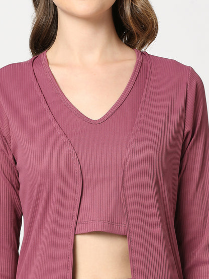 Berry Bliss Ribbed 3-Piece Co-ord Set