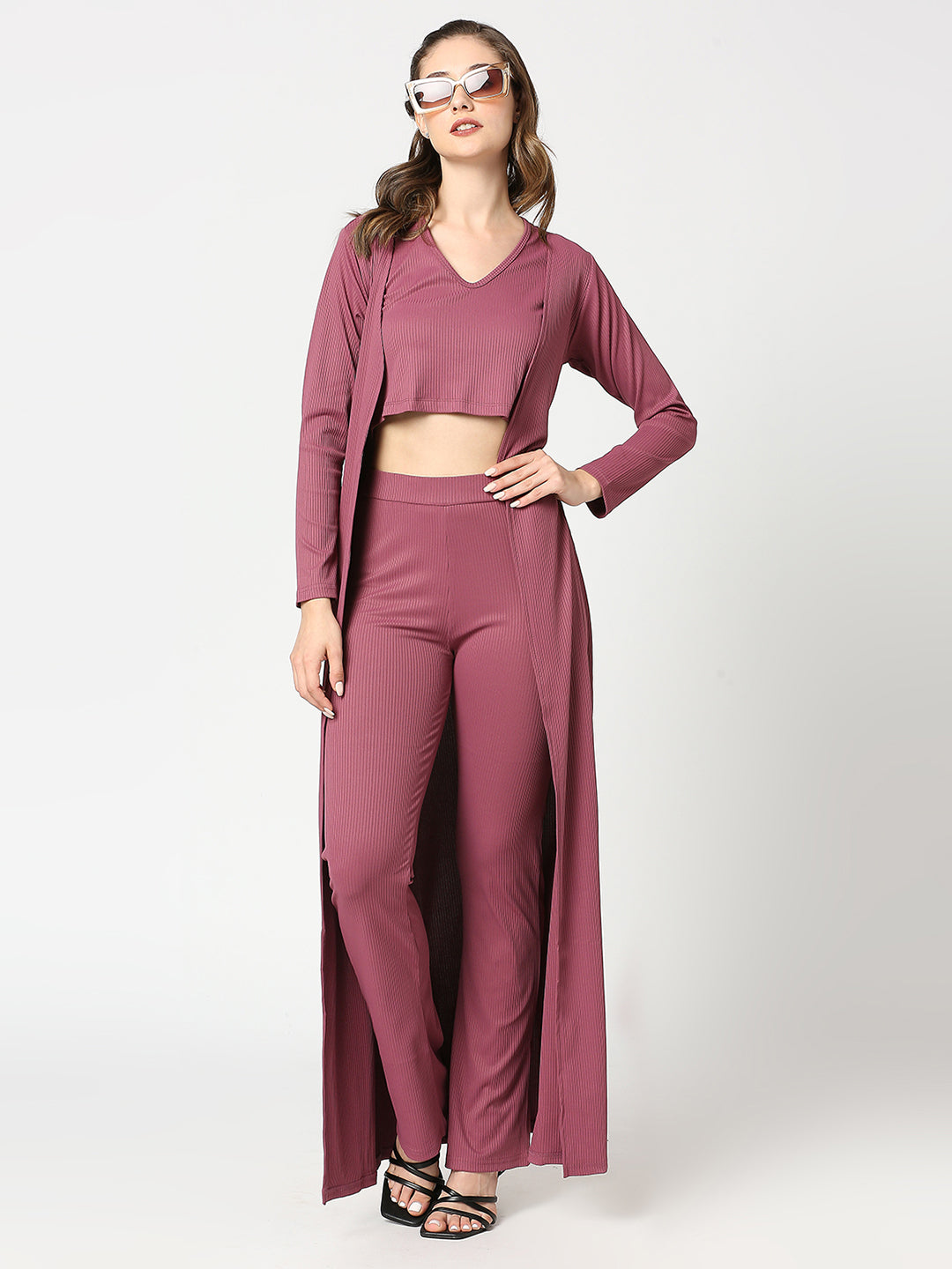 Berry Bliss Ribbed 3-Piece Co-ord Set