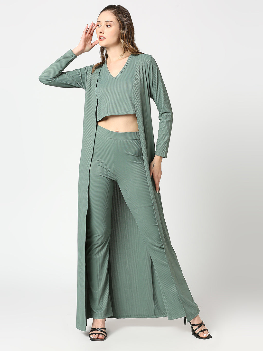 Long Olive Green 3-Piece Co-Ords